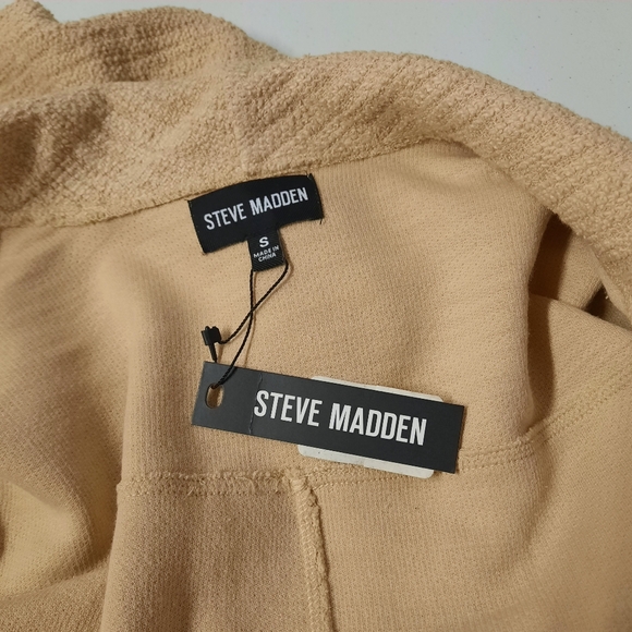 Steve Madden Slub Jacket Women's Small Tan Open Front Long Line Cardigan - Picture 7 of 9